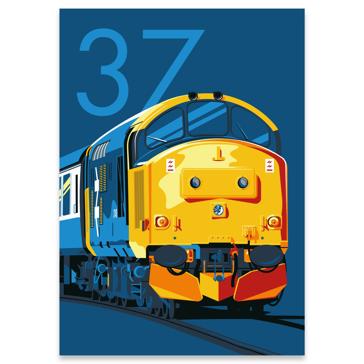 BR Class 37 Locomotive Art Print, Train Wall Decor