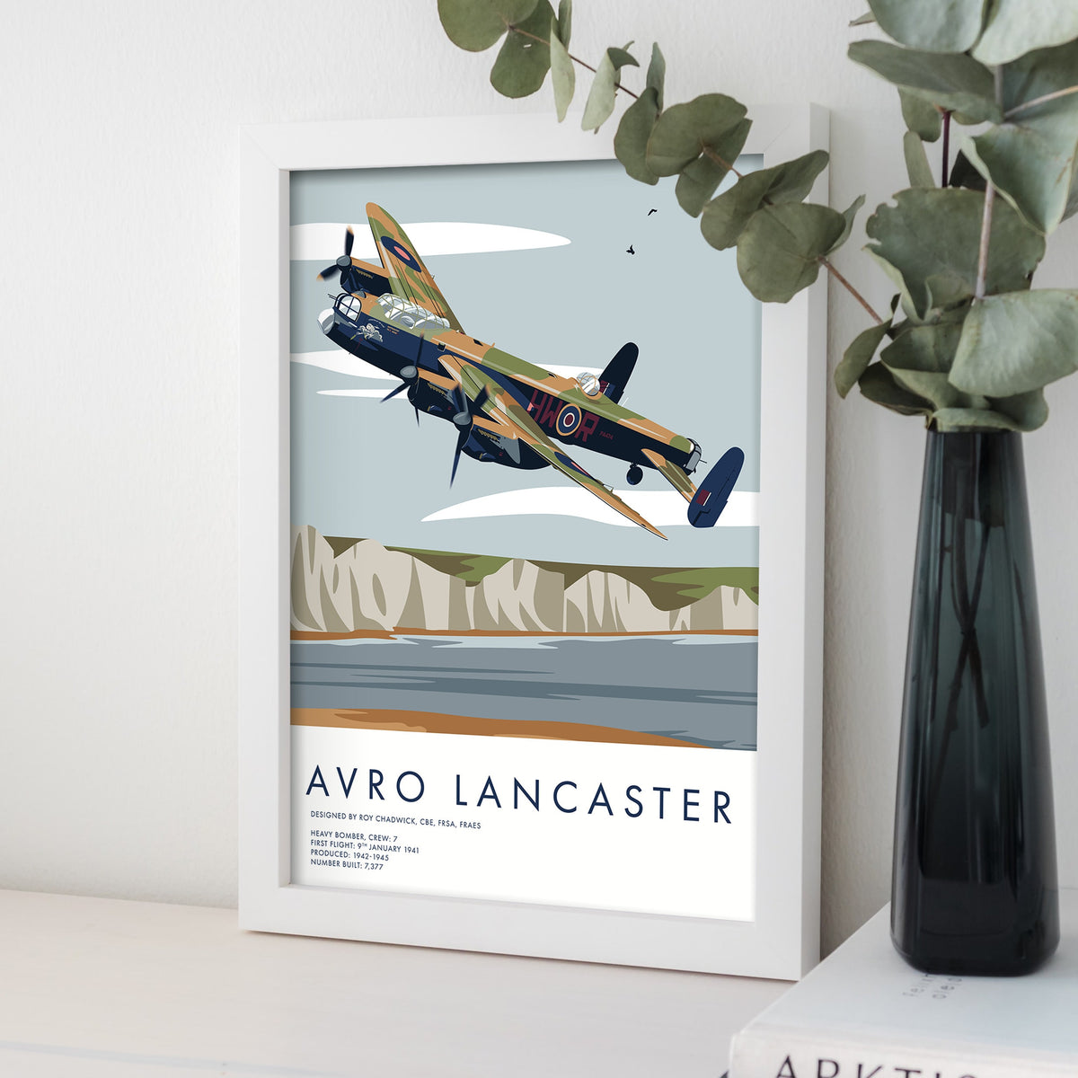Avro Lancaster Bomber Print: WWII Aviation Art, White Cliffs of Dover