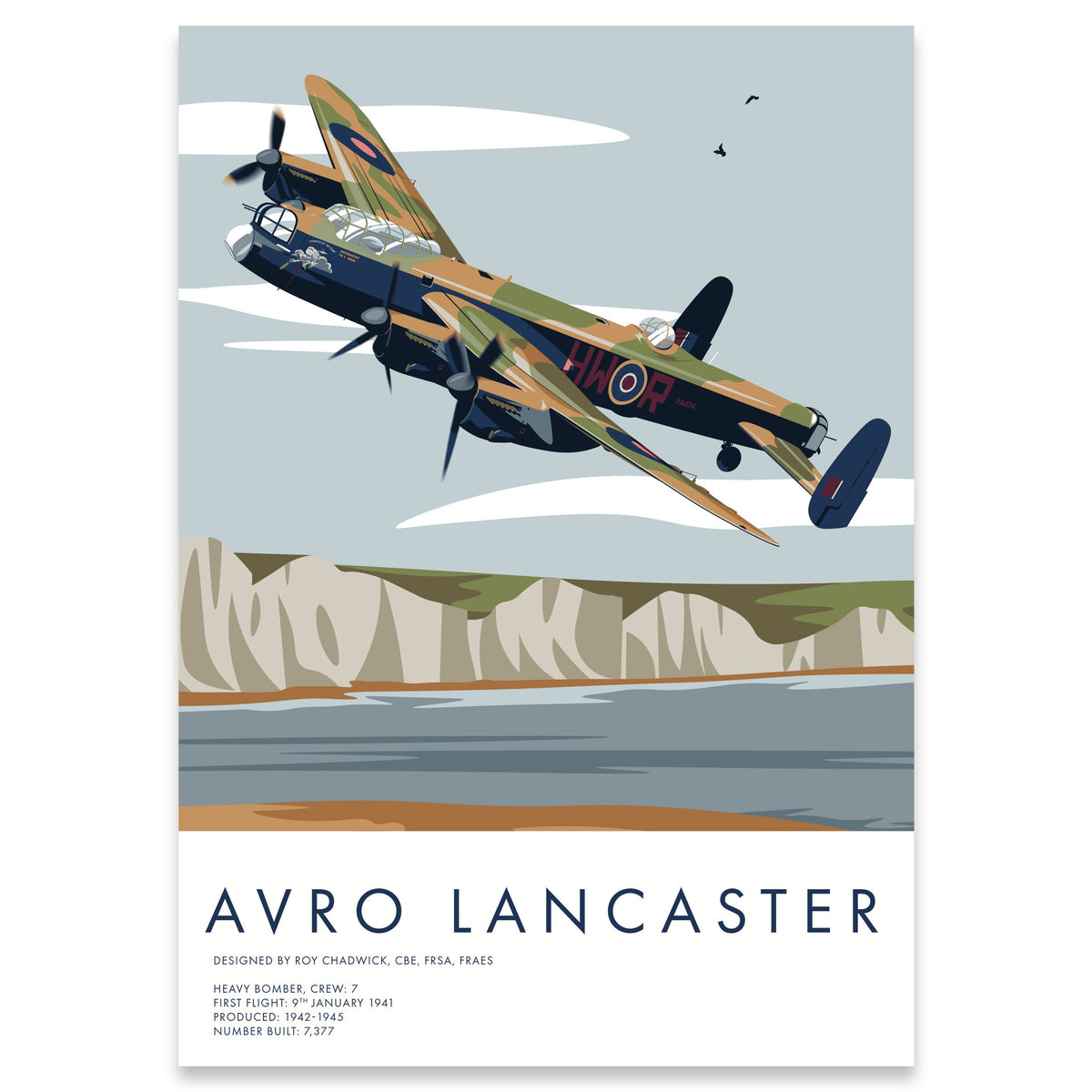 3 Bundle Aircraft Print - Spitfire, Lancaster & Hurricane Aviation Prints, Battle of Britain Flight, White Cliffs of Dover, Plane Art, Gift