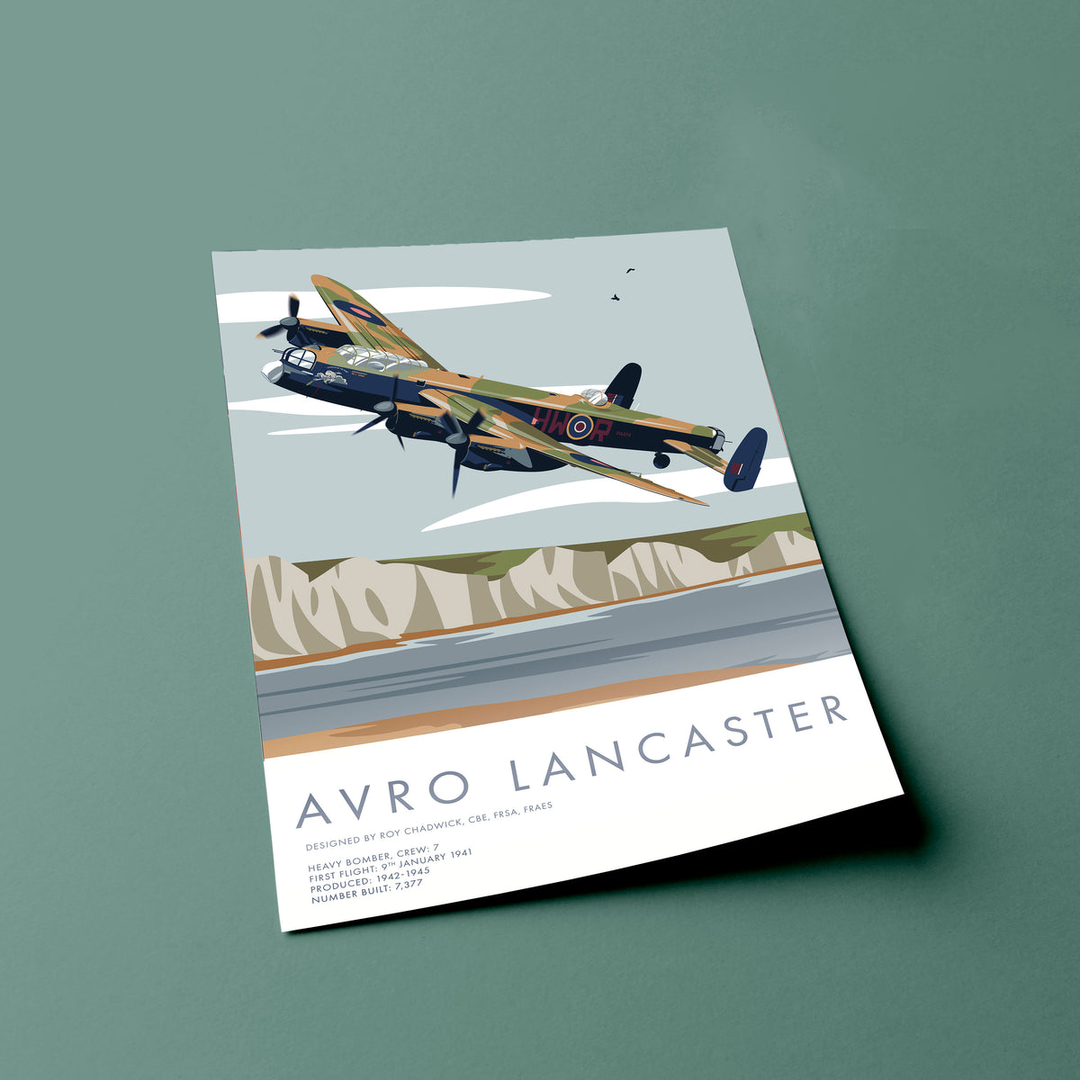 Avro Lancaster Bomber Print: WWII Aviation Art, White Cliffs of Dover