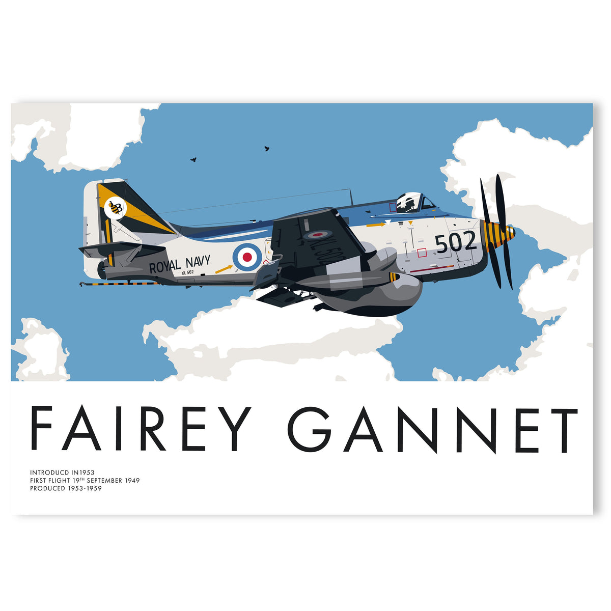Vintage Fairey Ganet Aircraft Poster - A Piece of Aviation History for Your Home!
