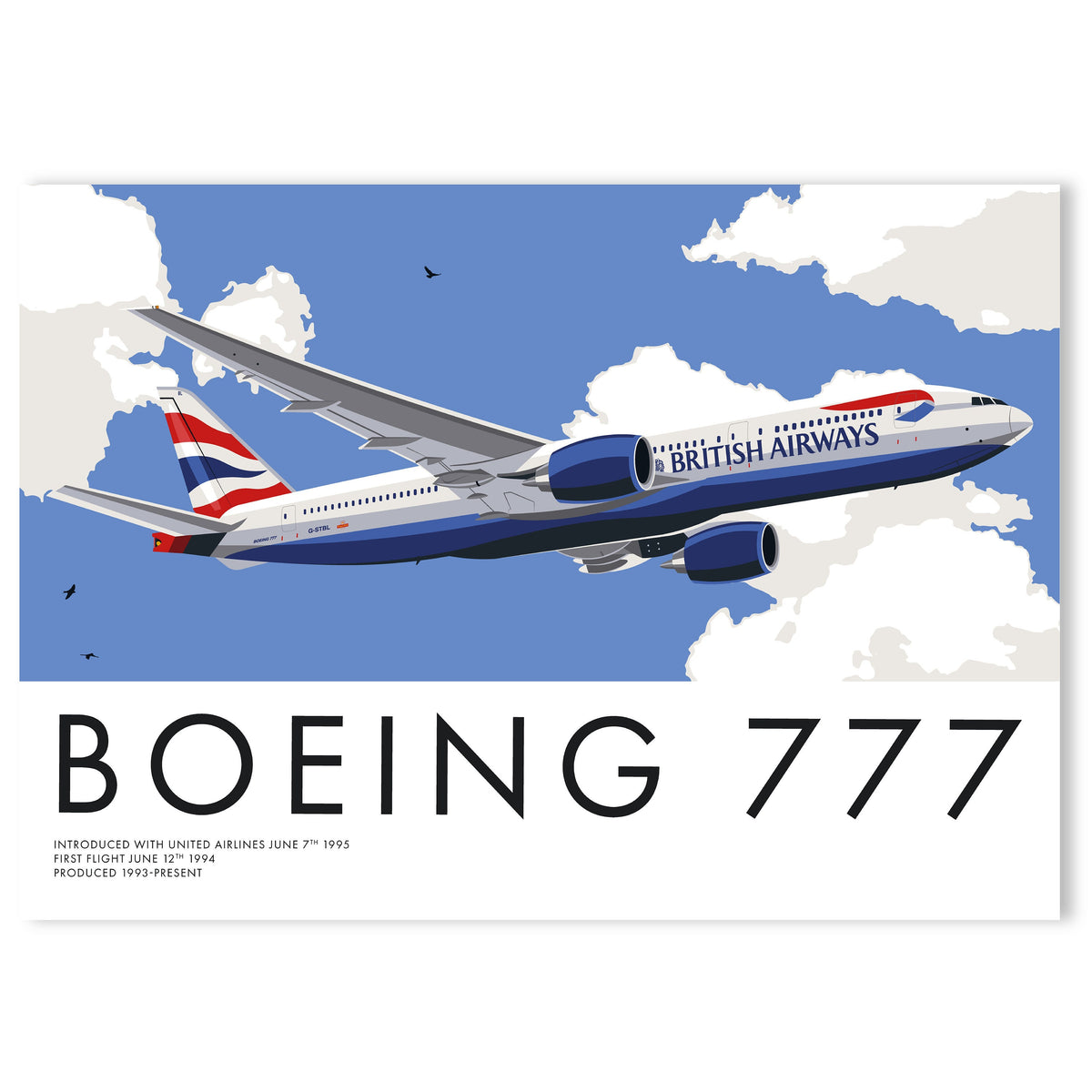 Boeing 777 British Airways Aviation Art Poster