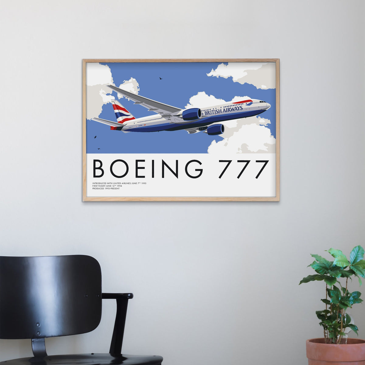Boeing 777 British Airways Aviation Art Poster
