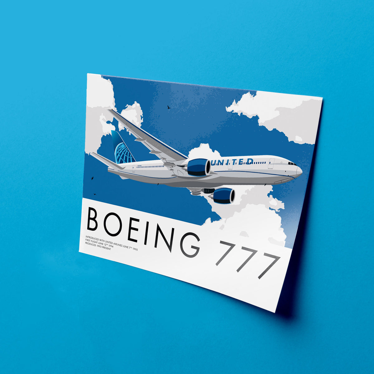 Boeing 777 United Airlines Art Print, Aviation Poster