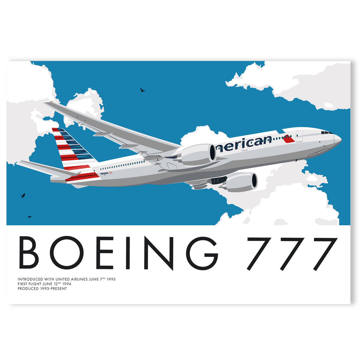 Boeing 777 American Airlines Aviation Art Poster