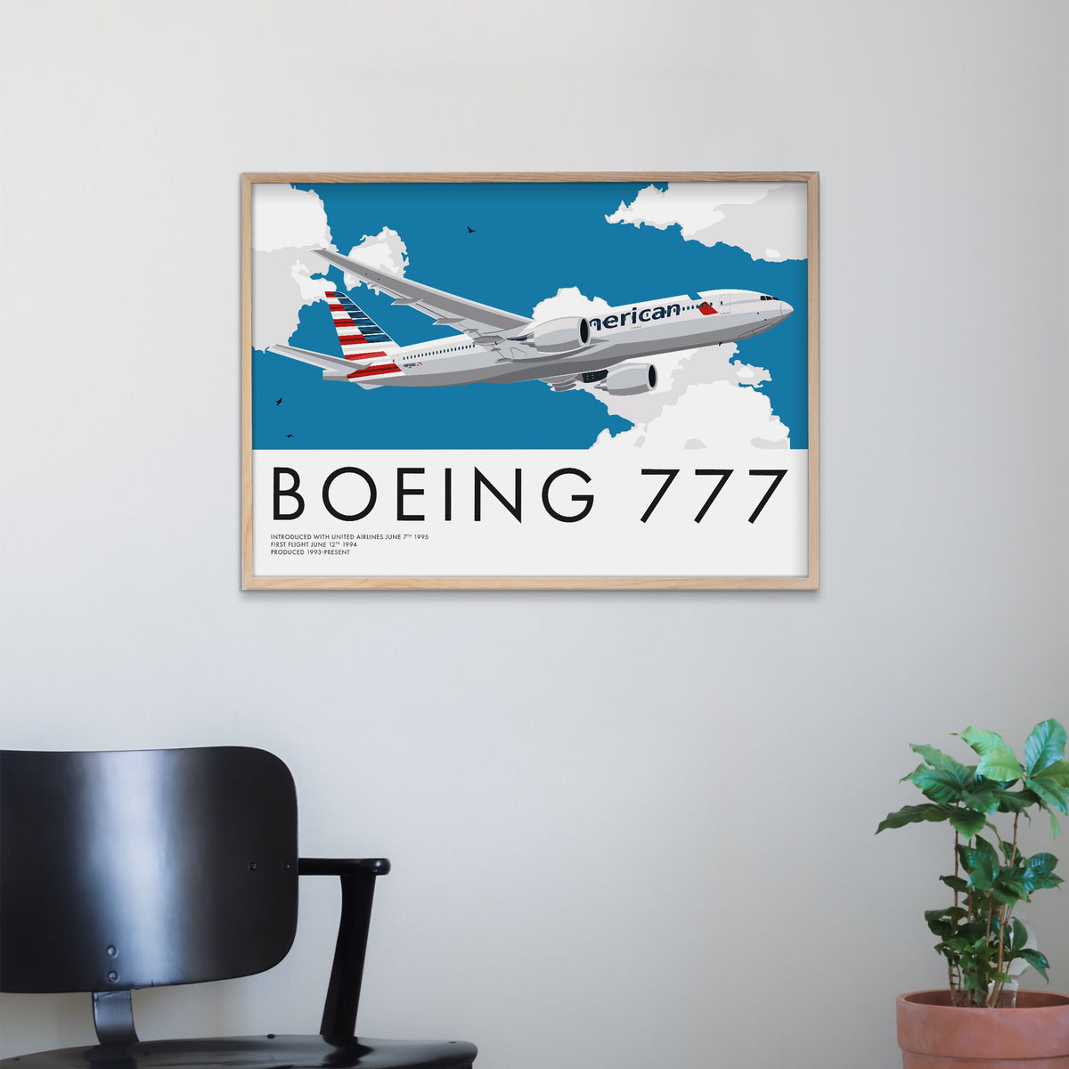 Boeing 777 American Airlines Aviation Art Poster