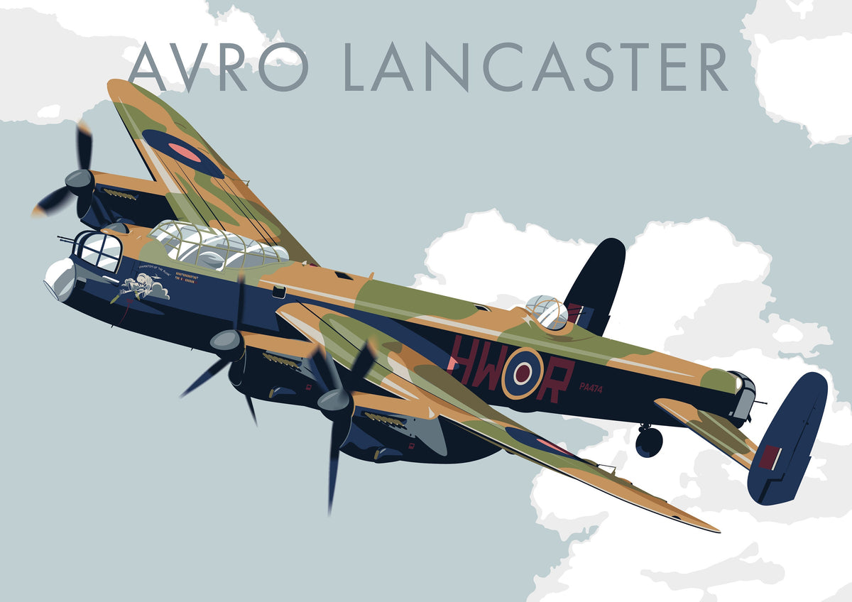 Avro Lancaster Bomber Aircraft Print - Aviation Art, Battle of Britain Flight, Plane Art