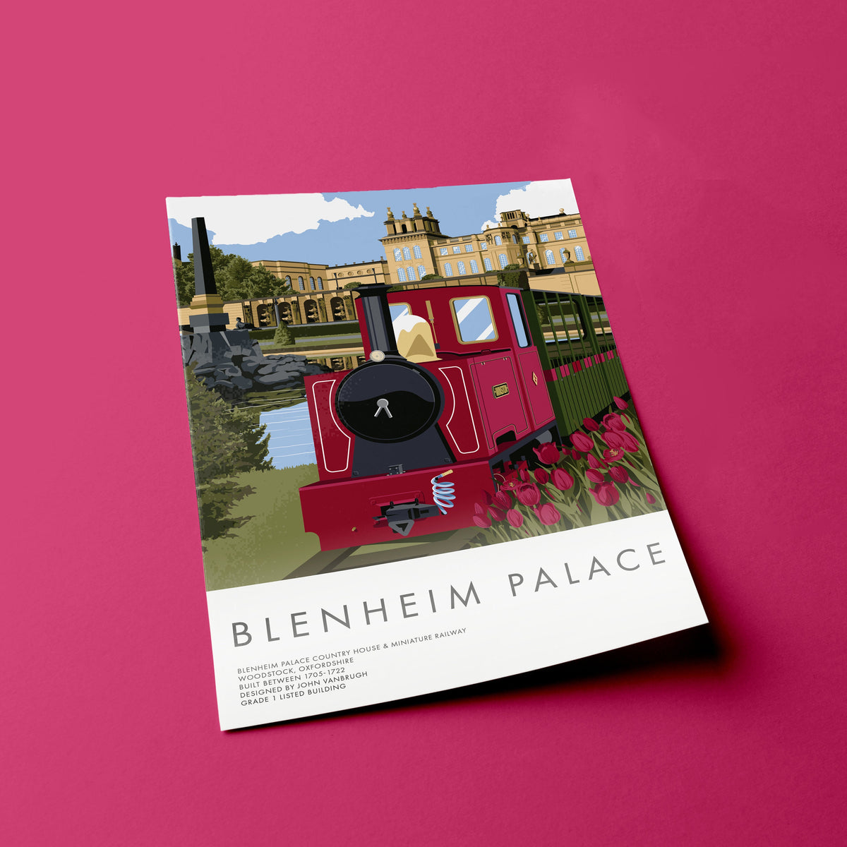 Blenheim Palace, Oxfordshire, England with Miniature Railway Train, Heritage poster