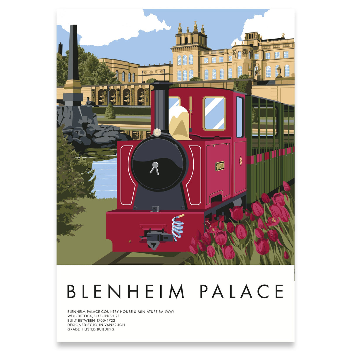 Blenheim Palace, Oxfordshire, England with Miniature Railway Train, Heritage poster