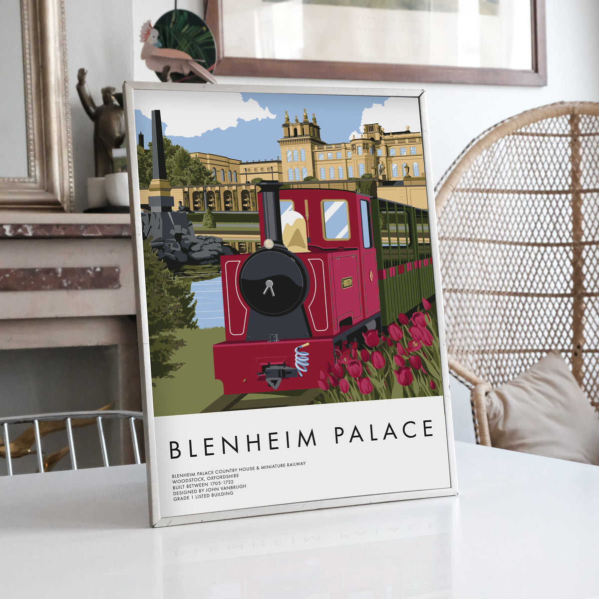 Blenheim Palace, Oxfordshire, England with Miniature Railway Train, Heritage poster