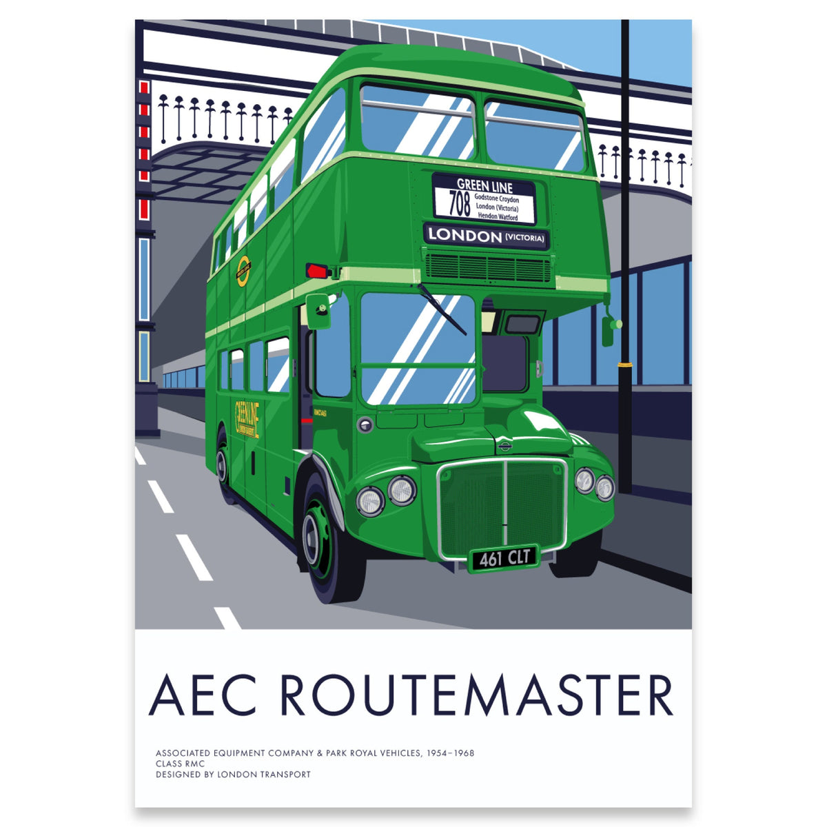 2 Print Bundle Vintage London Transportation Poster: AEC Routemaster London Buses