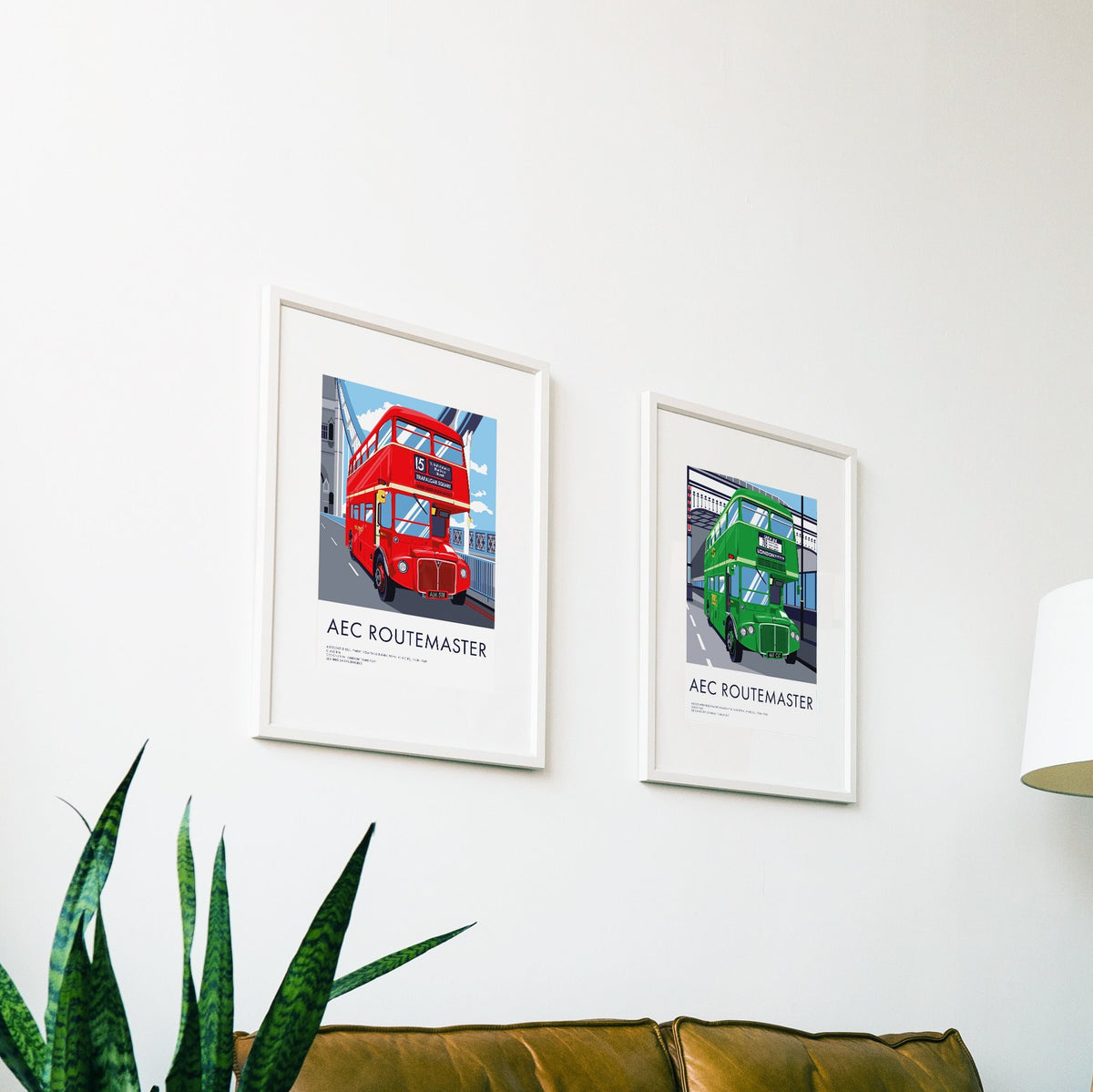 2 Print Bundle Vintage London Transportation Poster: AEC Routemaster London Buses