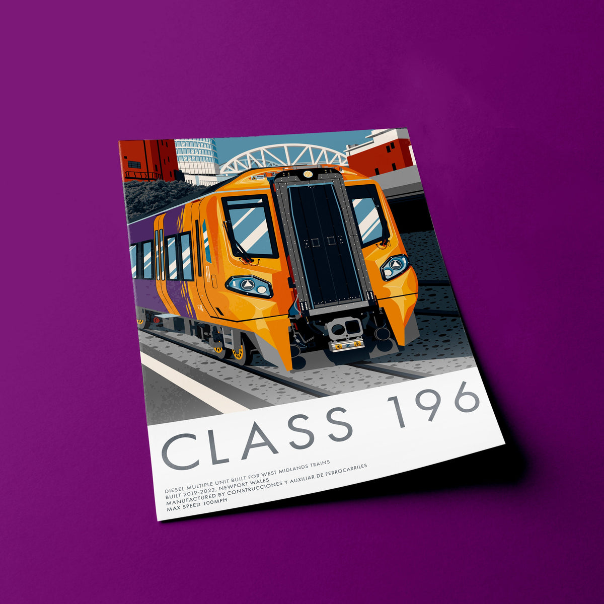 British Rail Class 196 Train Print, Birmingham, Railway Gift