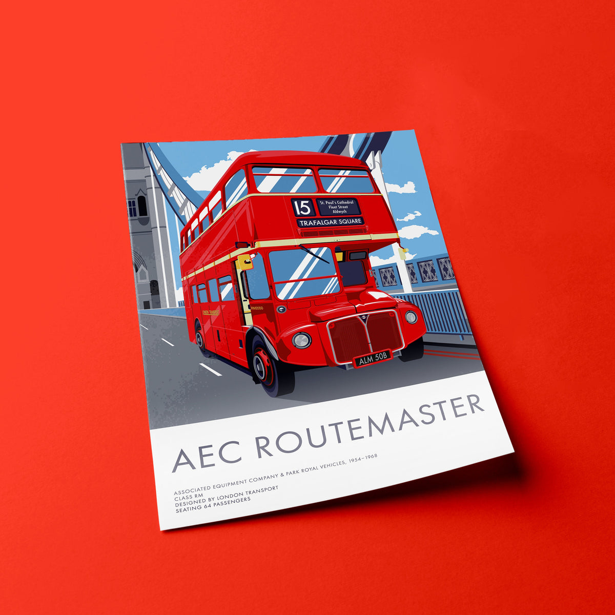 2 Print Bundle Vintage London Transportation Poster: AEC Routemaster London Buses