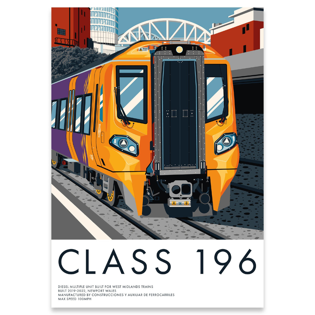 British Rail Class 196 Train Print, Birmingham, Railway Gift