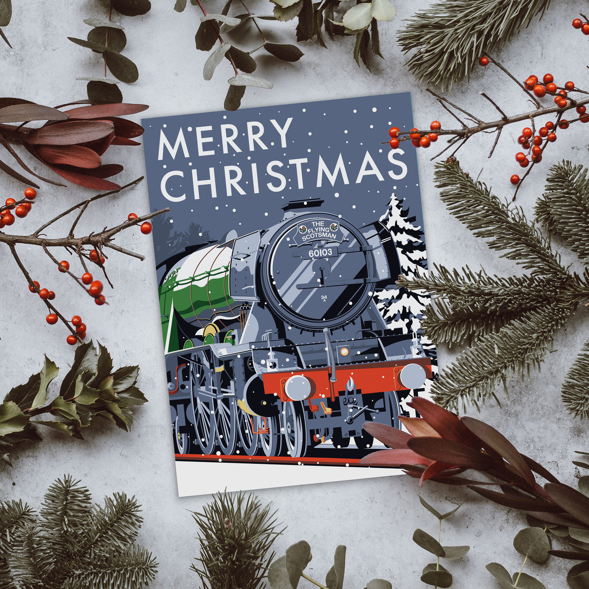 Flying Scotsman Train Christmas Card