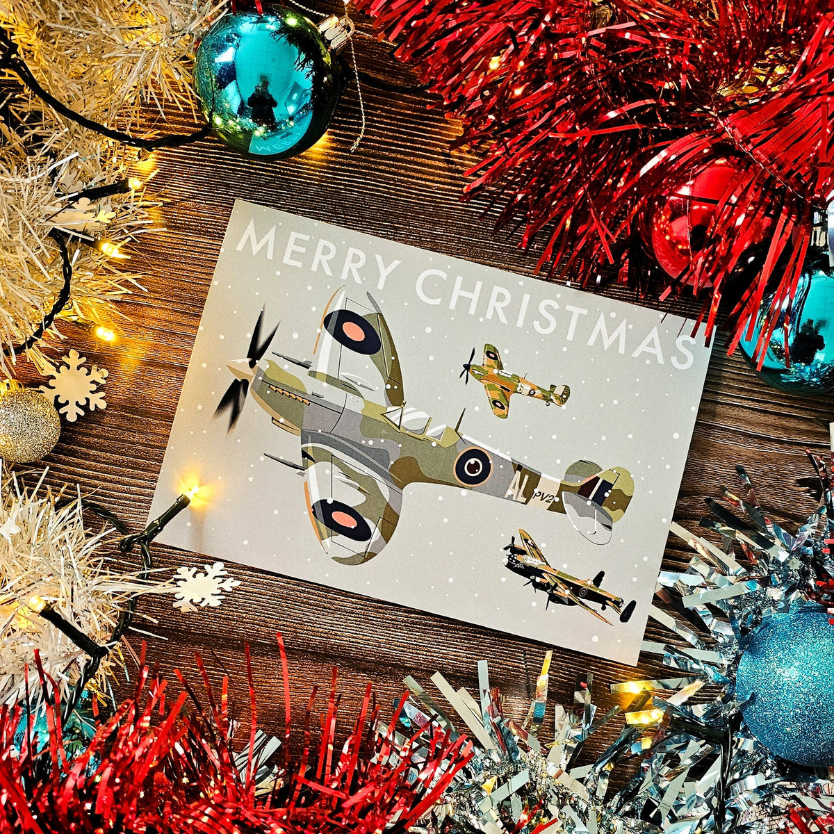 Supermarine Spitfire Christmas Card ft. Avro Lancaster and Hawker Hurricane