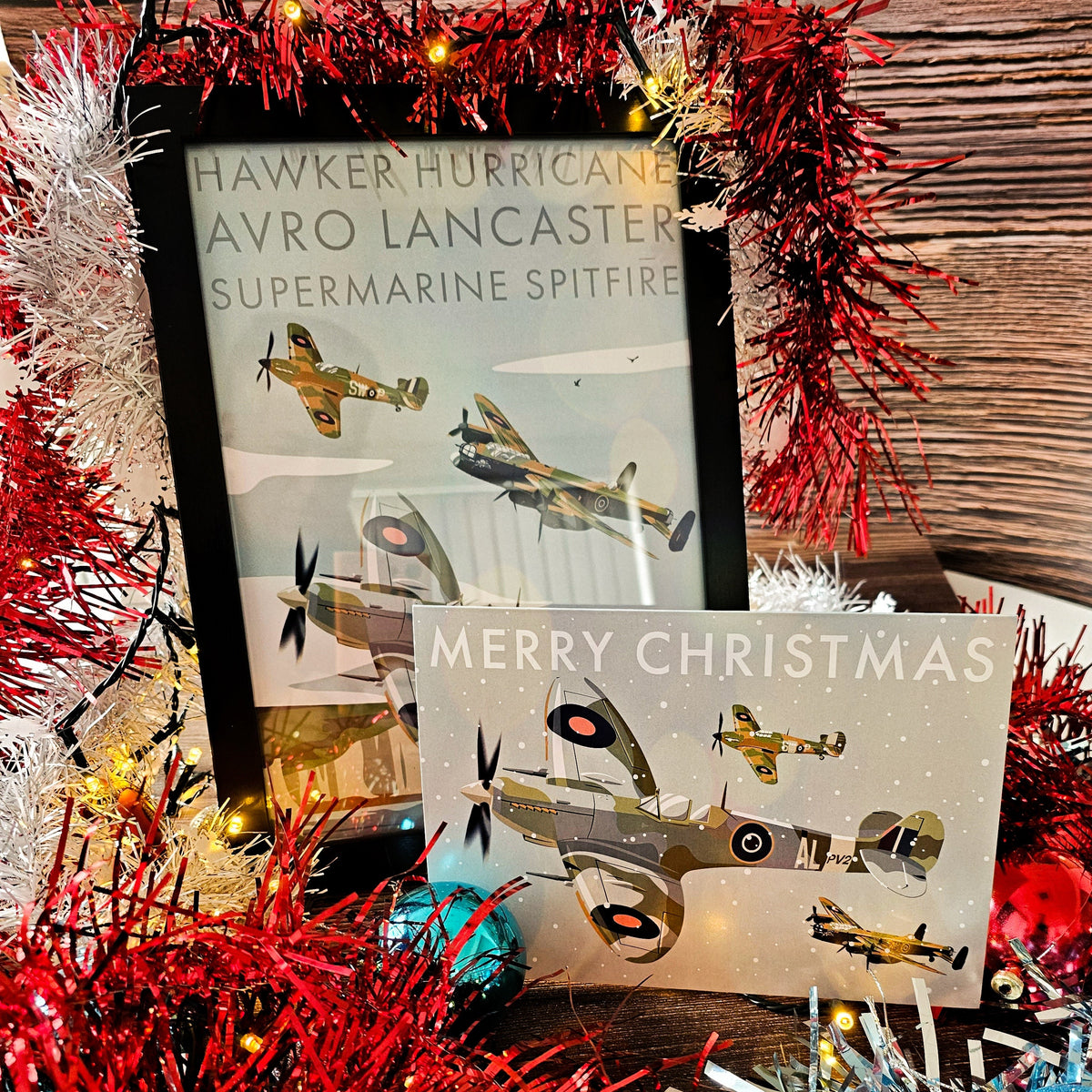 Supermarine Spitfire Christmas Card ft. Avro Lancaster and Hawker Hurricane