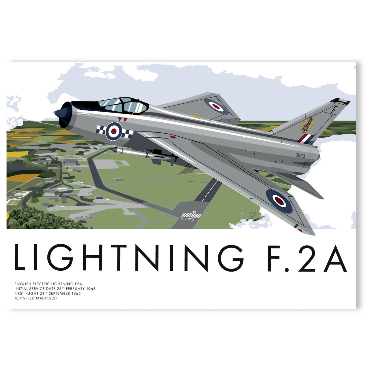 English Electric Lightning F.2A - Supersonic Aircraft Art, RAF Vintage Poster, Aviation Enthusiast Gift