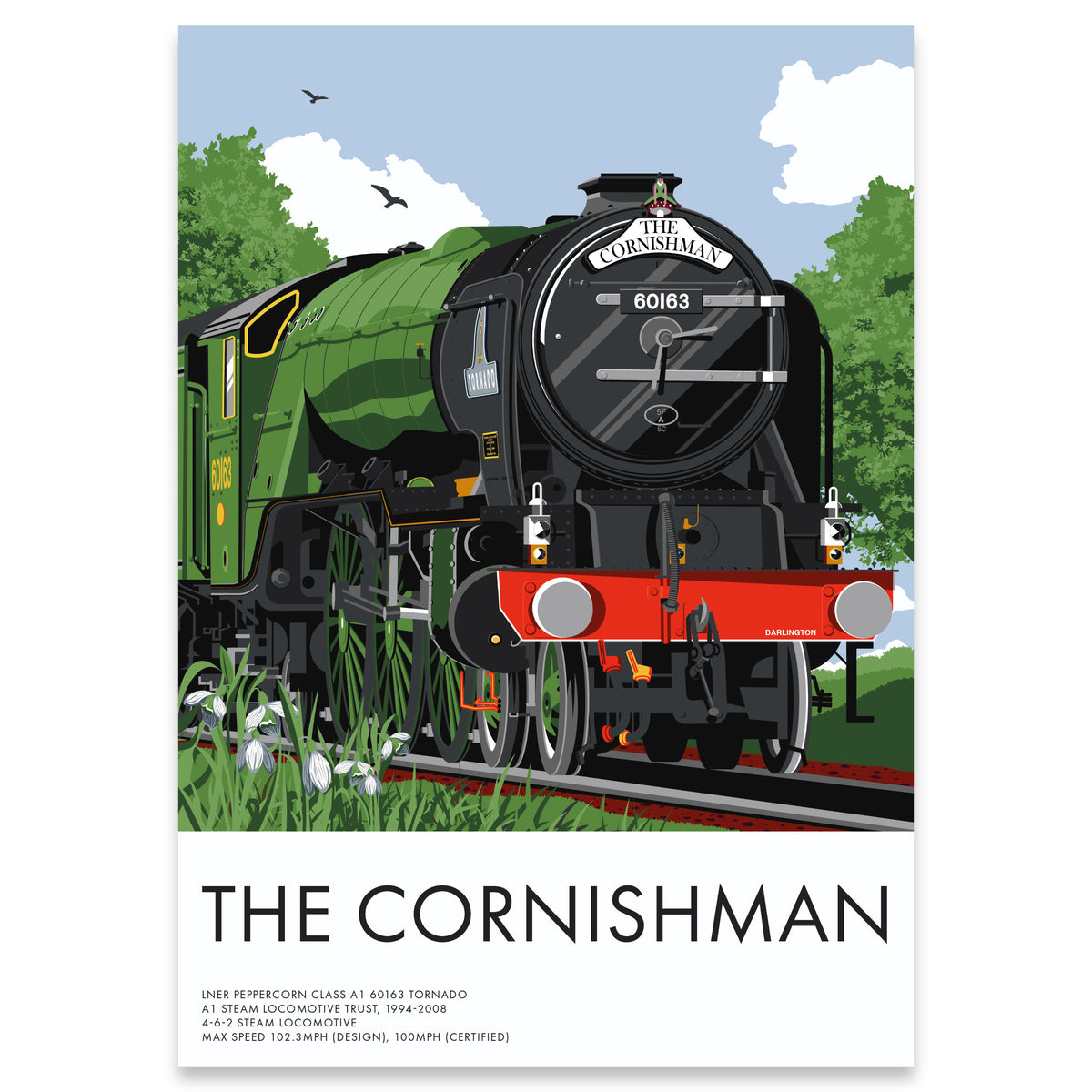 Tornado LNER Peppercorn A1 Locomotive, Steam Train Art Print