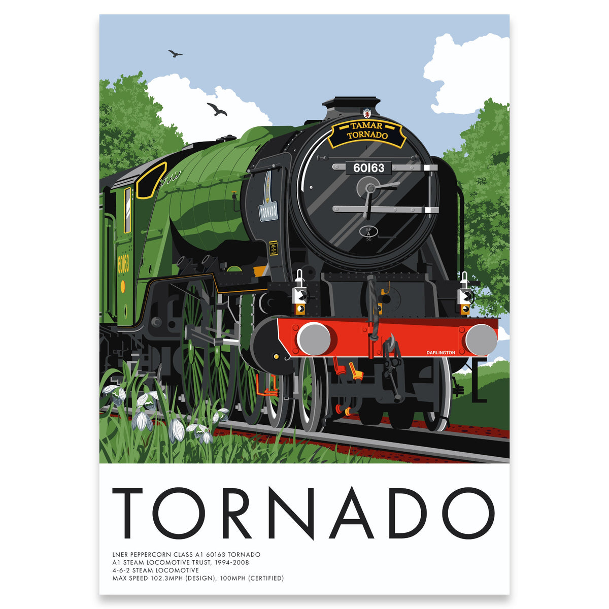 Tornado Steam Engine Train Print, LNER Peppercorn Locomotive Art