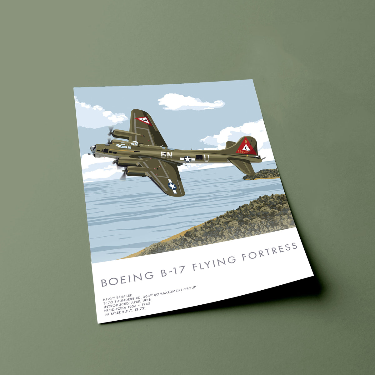Boeing B-17 Flying Fortress, American WWII Plane Aircraft Print, Plane Art Room Decor
