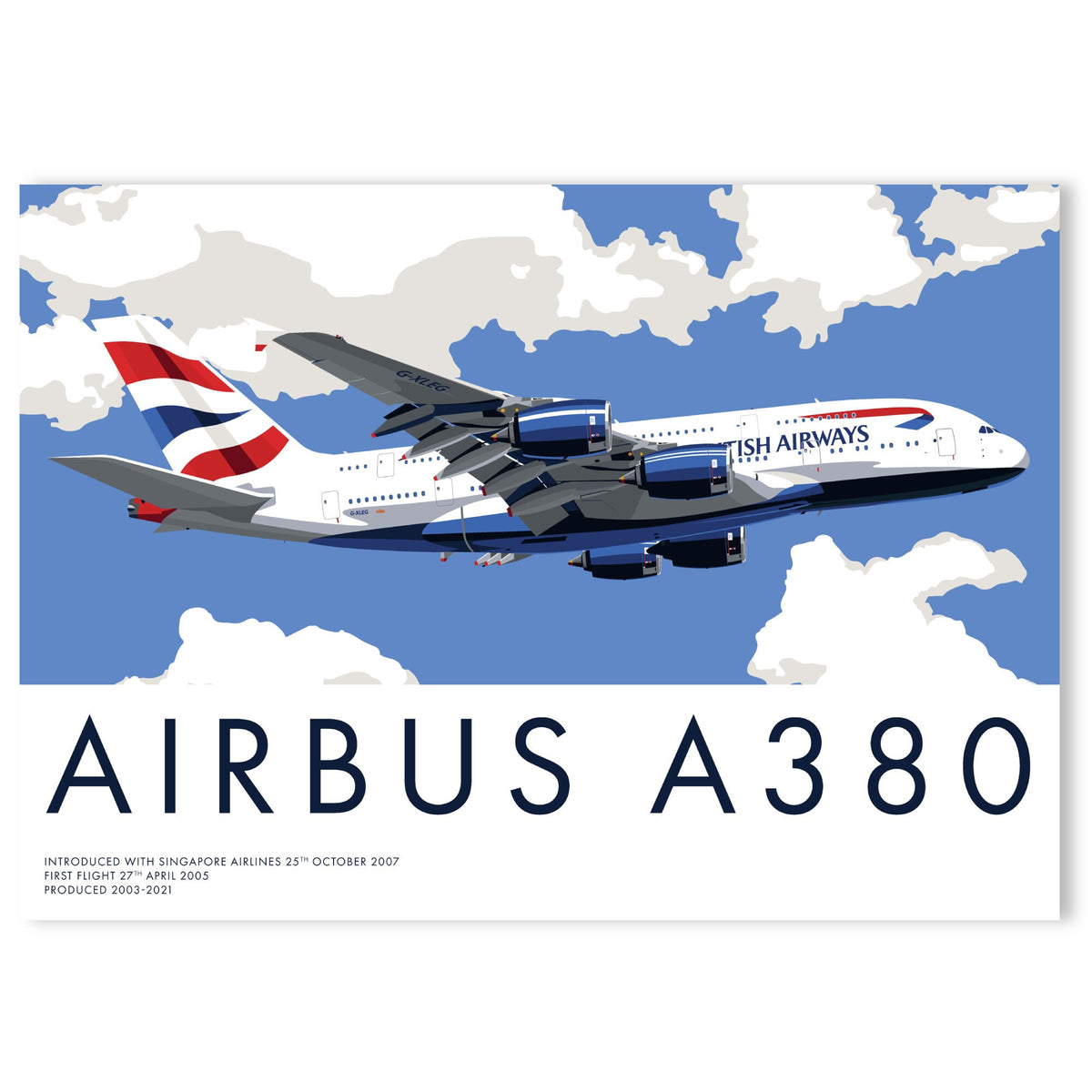 Airbus A380 Print | British Airways Aviation Art