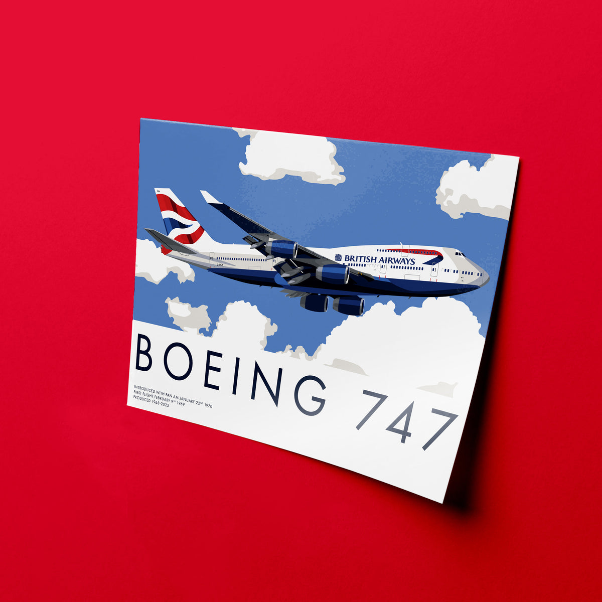 Boeing 747 British Airways Art Print, Aviation Poster