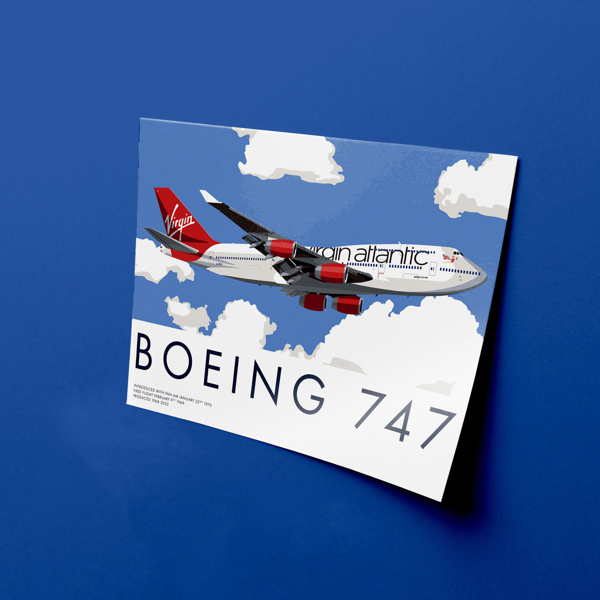 Boeing 747 Virgin Atlantic Art Print, Aviation Poster