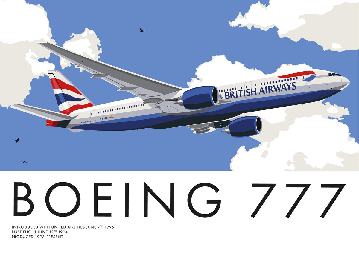 British Airways Boeing Print Set: 747, 777 & 787 Aviation Art