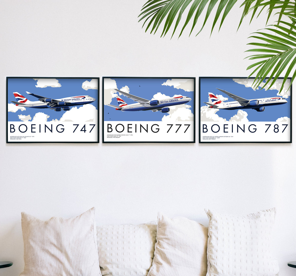 British Airways Boeing Print Set: 747, 777 & 787 Aviation Art