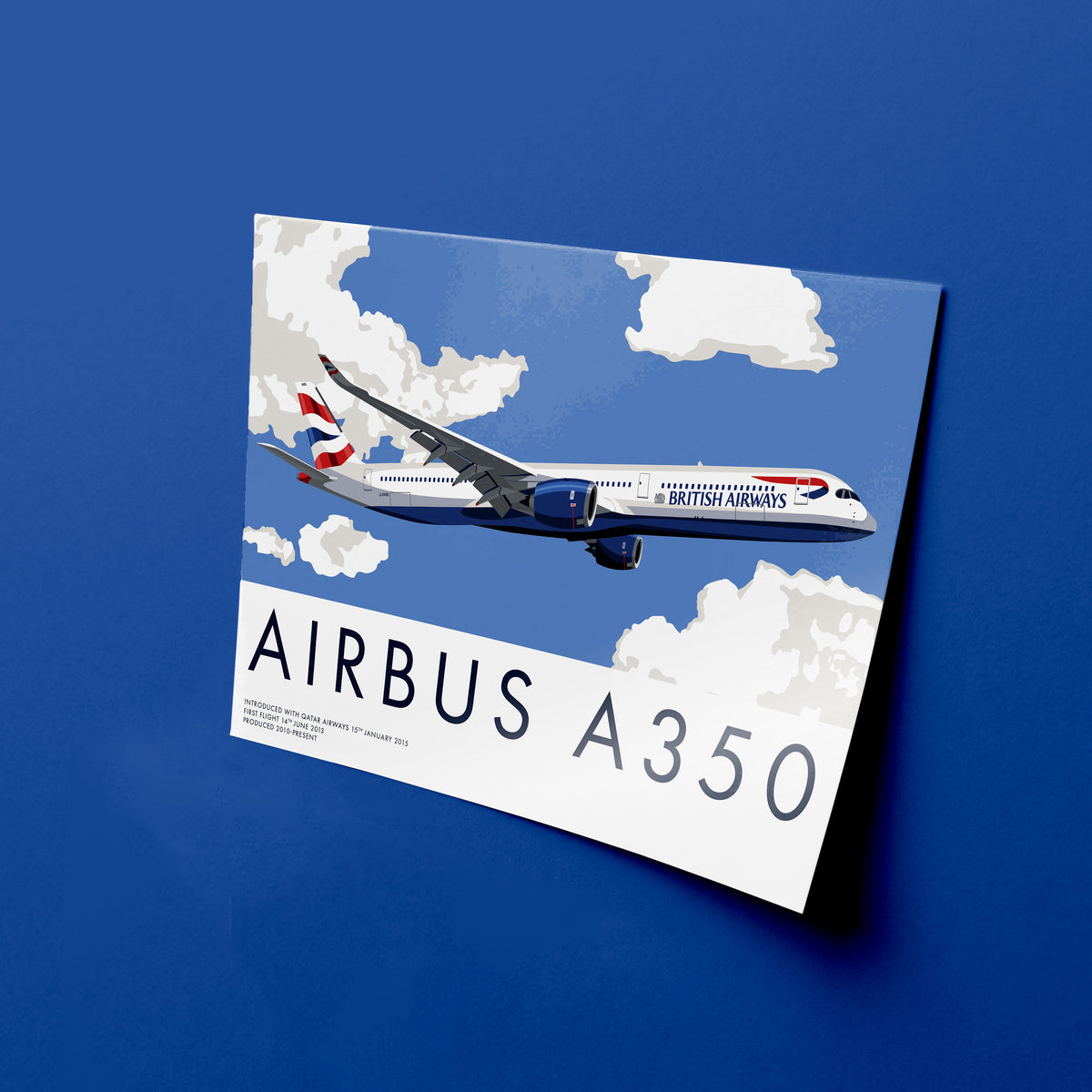 Airbus A350 Airliner in British Airways Livery Print, Plane Art, Aviation Art, Aviation Poster, Ideal Gift