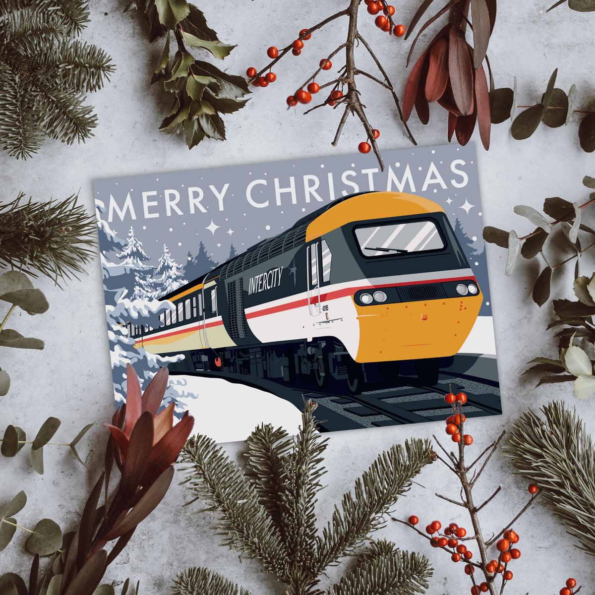 InterCity 125 HST Swallow Livery Train Christmas Card