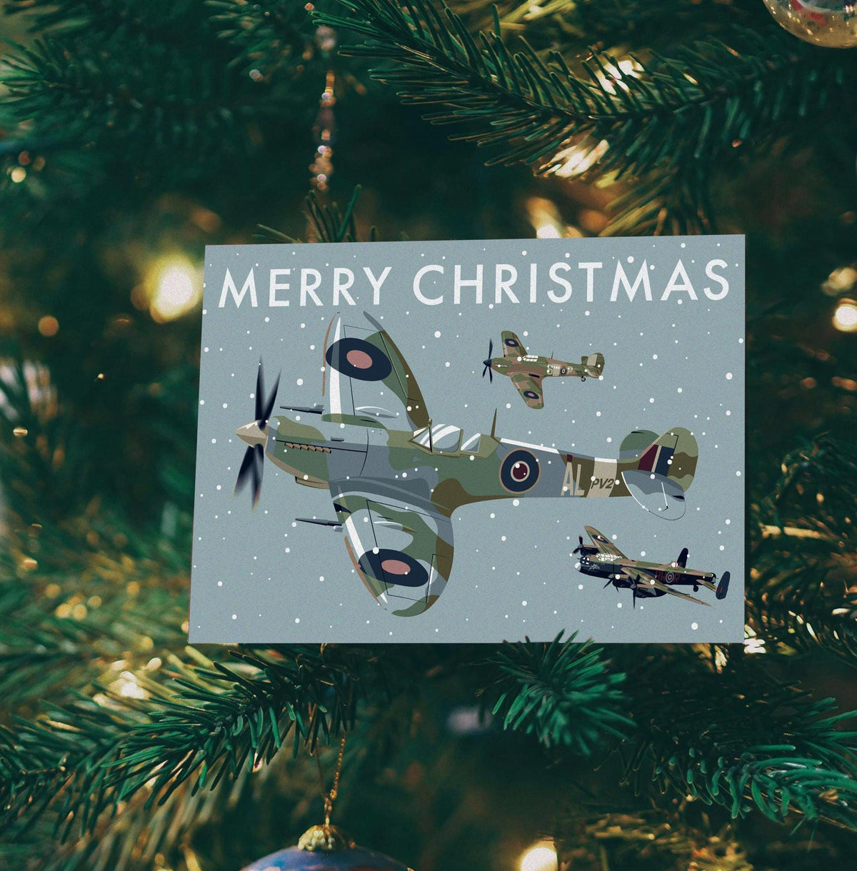 Supermarine Spitfire Christmas Card ft. Avro Lancaster and Hawker Hurricane