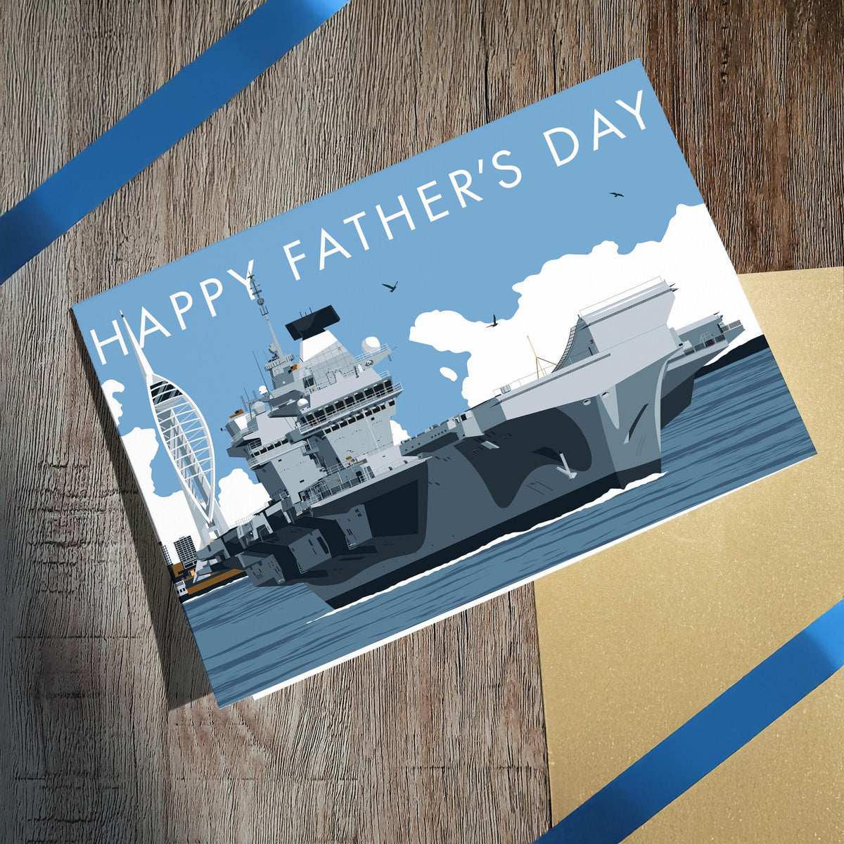Father's Day card Featuring HMS Prince of Wales Aircraft Carrier