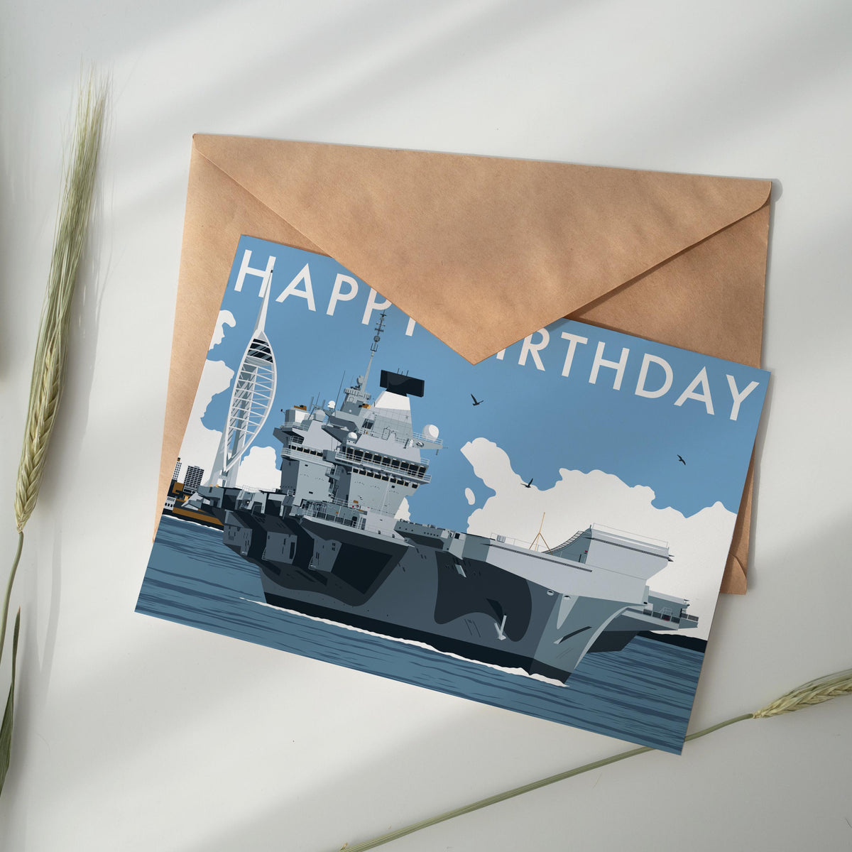 Birthday card Featuring HMS Prince of Wales Aircraft Carrier