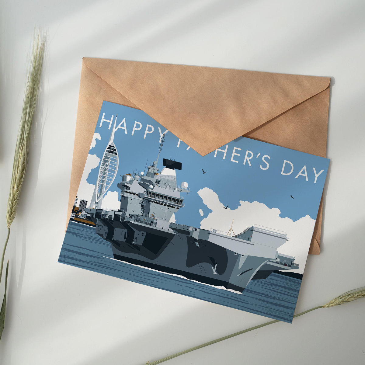 Father's Day card Featuring HMS Prince of Wales Aircraft Carrier