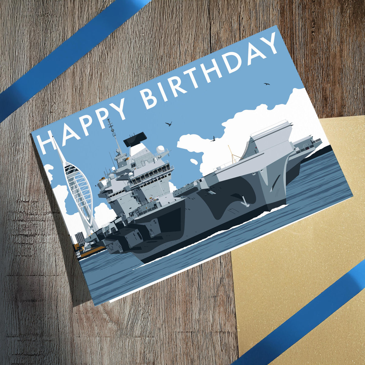 Birthday card Featuring HMS Prince of Wales Aircraft Carrier