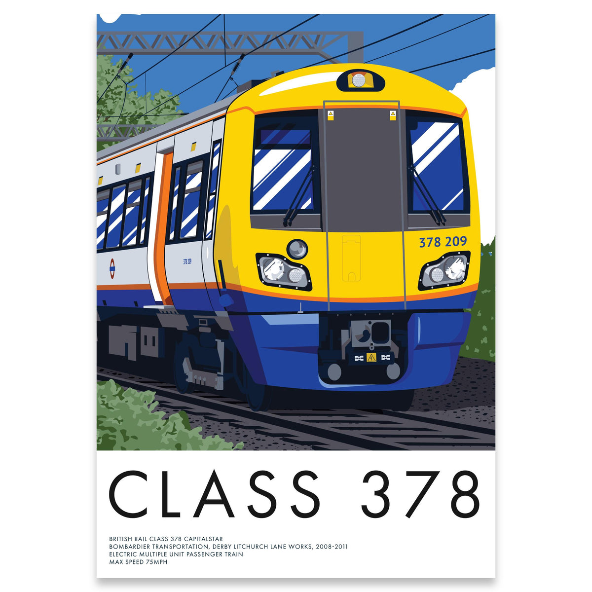 British Rail Class 378 Electric Multiple Unit Locomotive Train Poster Print | London Overground
