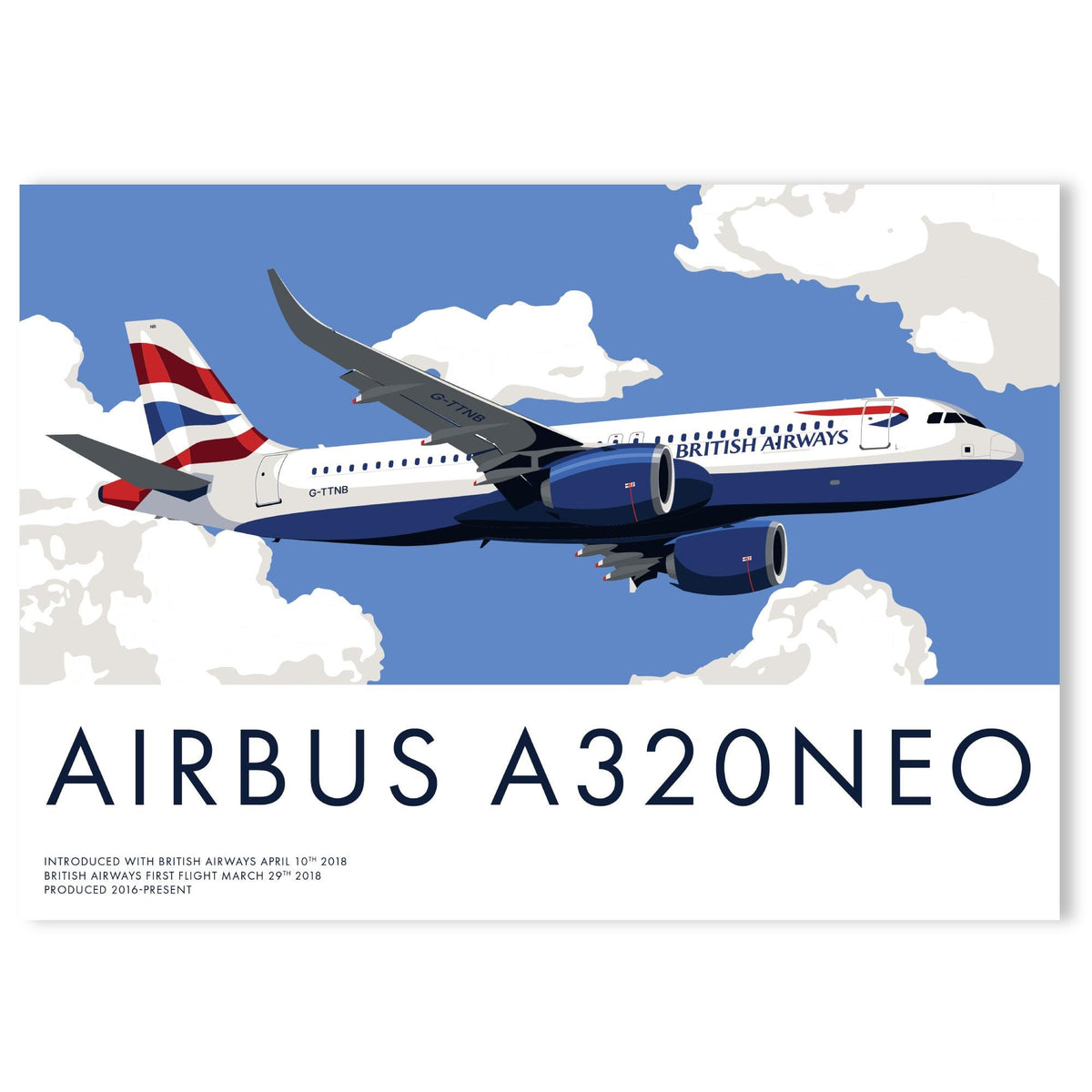 Airbus A320neo Print – British Airways Livery | Modern Aviation Art for Pilots, Travelers & Plane Lovers