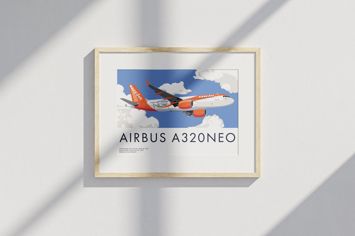 Airbus A320neo Print – easyJet Livery | Modern Aviation Art for Pilots, Plane Spotters & Travel Enthusiasts
