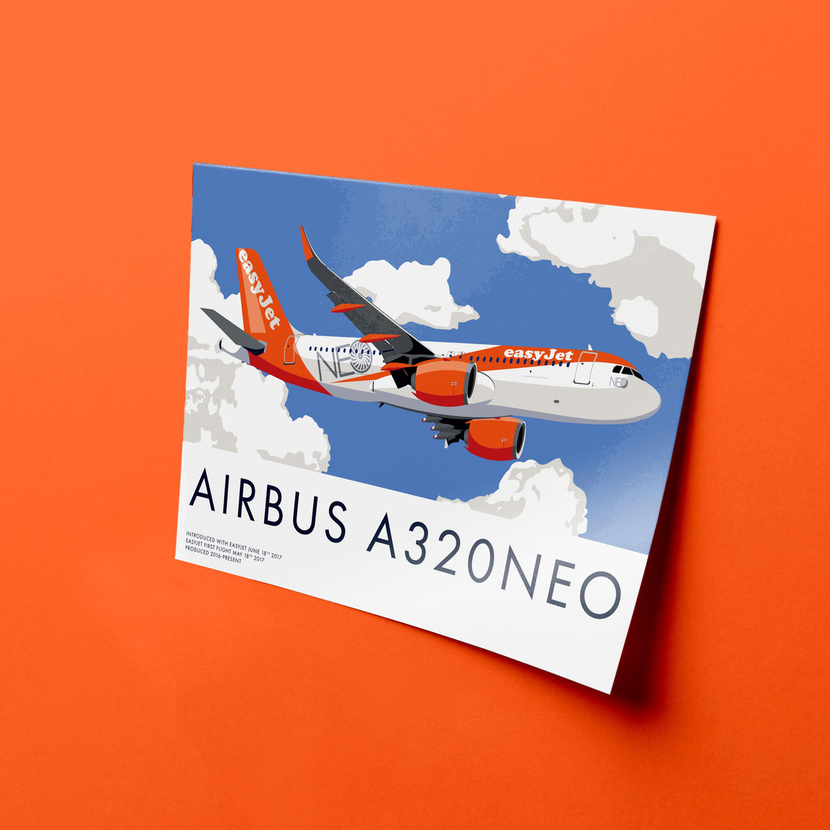 Airbus A320neo Print – easyJet Livery | Modern Aviation Art for Pilots, Plane Spotters & Travel Enthusiasts
