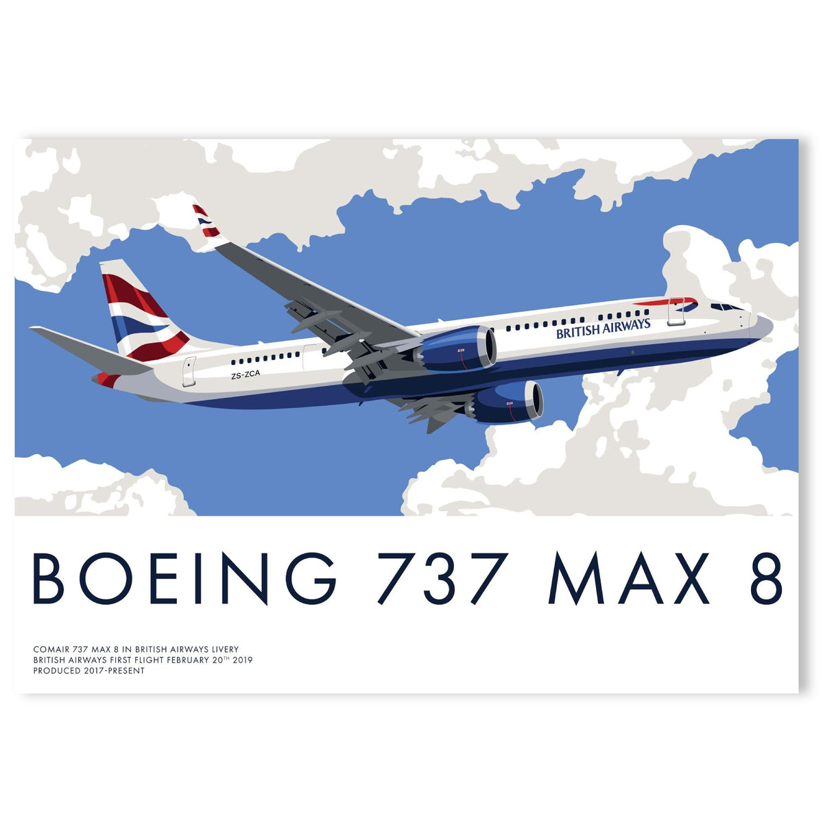 Boeing 737 MAX 8 Print – British Airways Aviation Art