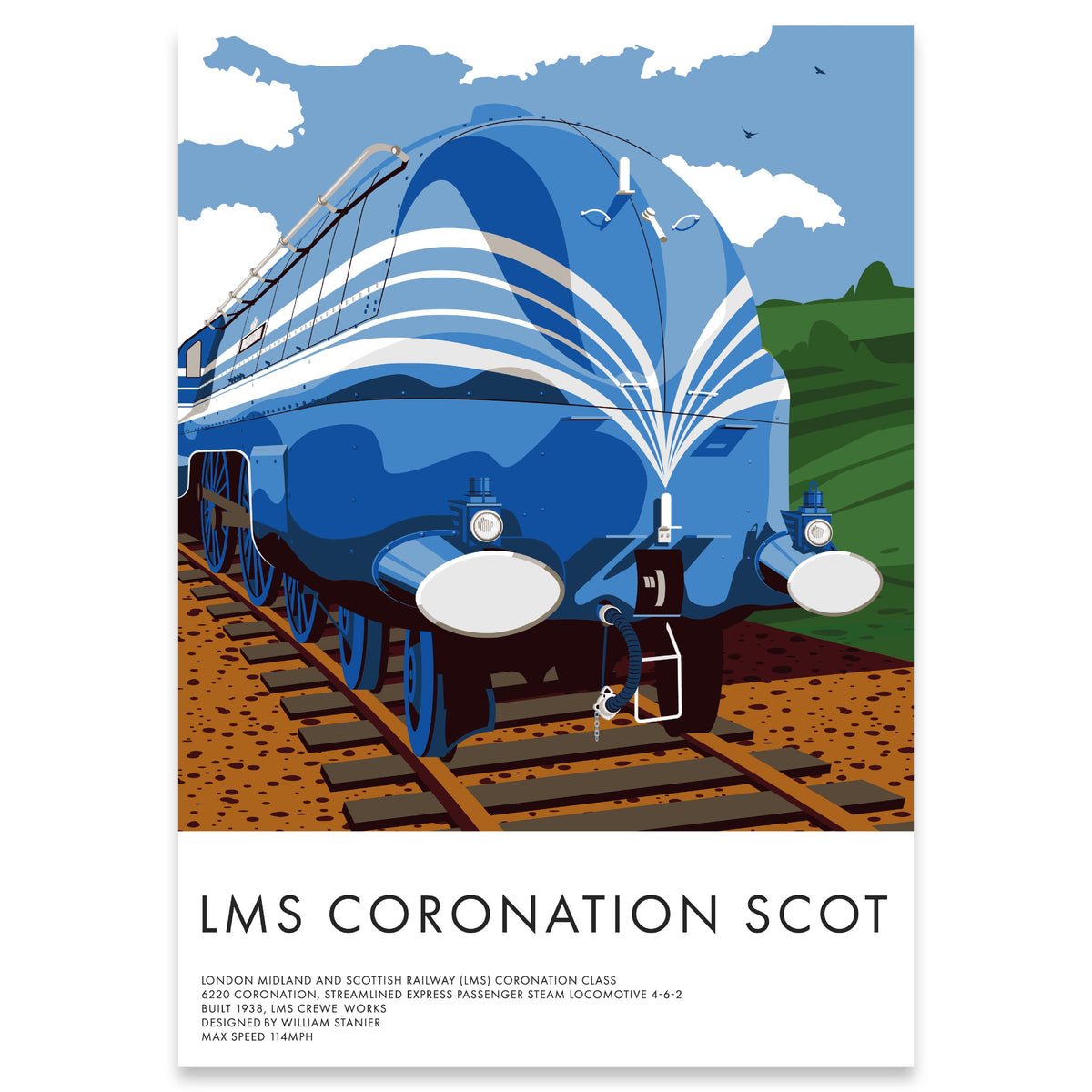 2 Print Bundle - LMS Coronation Class Locomotive Train Prints, Train Wall Art