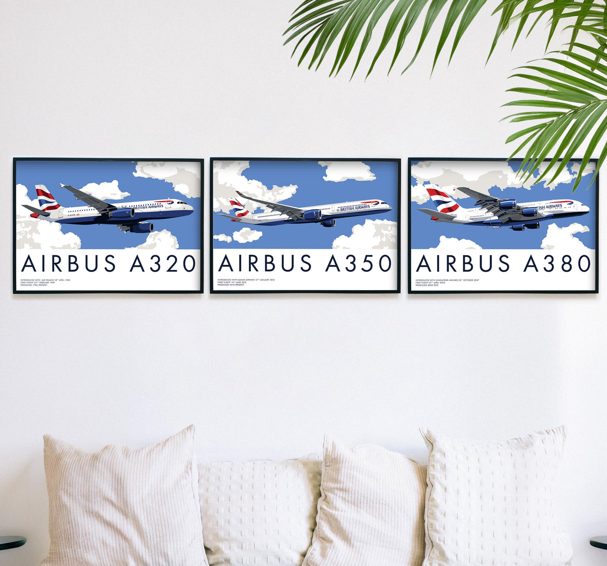 Airbus A380, A350 & A320 Print Set: Aviation Wall Art
