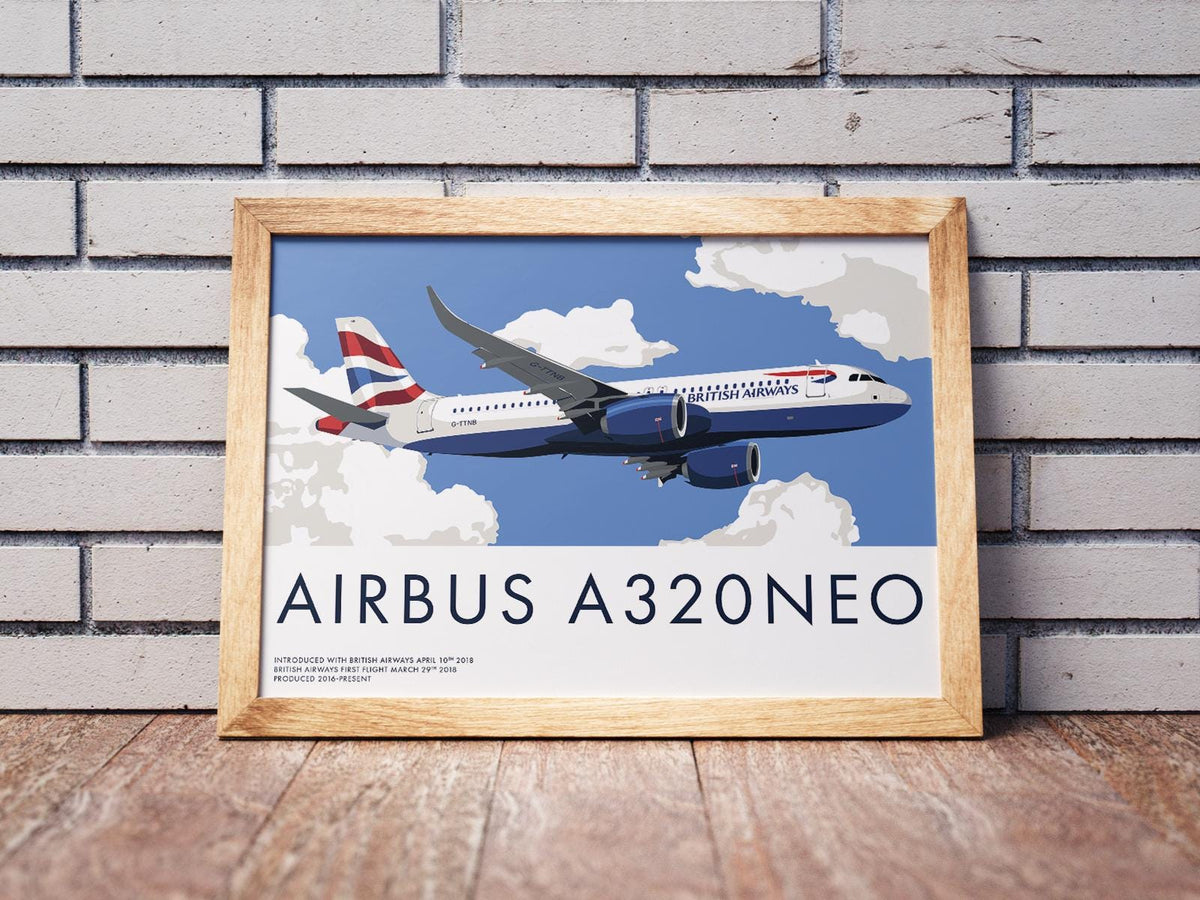 Airbus A320neo Print – British Airways Livery | Modern Aviation Art for Pilots, Travelers & Plane Lovers