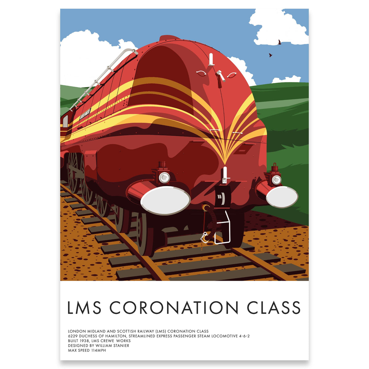 2 Print Bundle - LMS Coronation Class Locomotive Train Prints, Train Wall Art