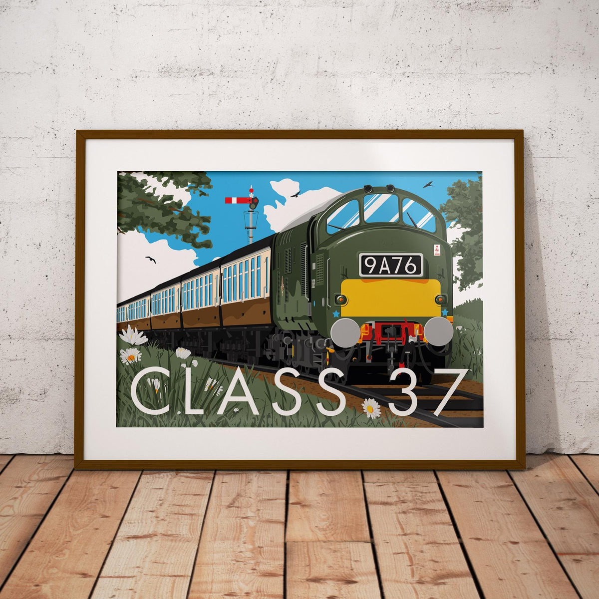 British Rail Class 37 Diesel-Electric Locomotive Train Poster Print - BR Green Livery