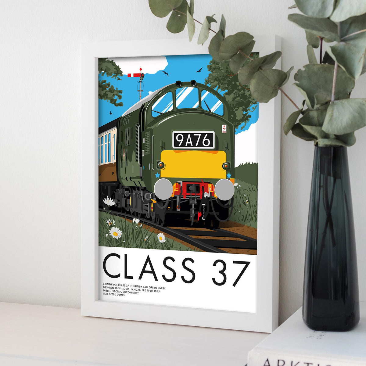 British Rail Class 37 Diesel-Electric Locomotive Train Poster Print - BR Green Livery