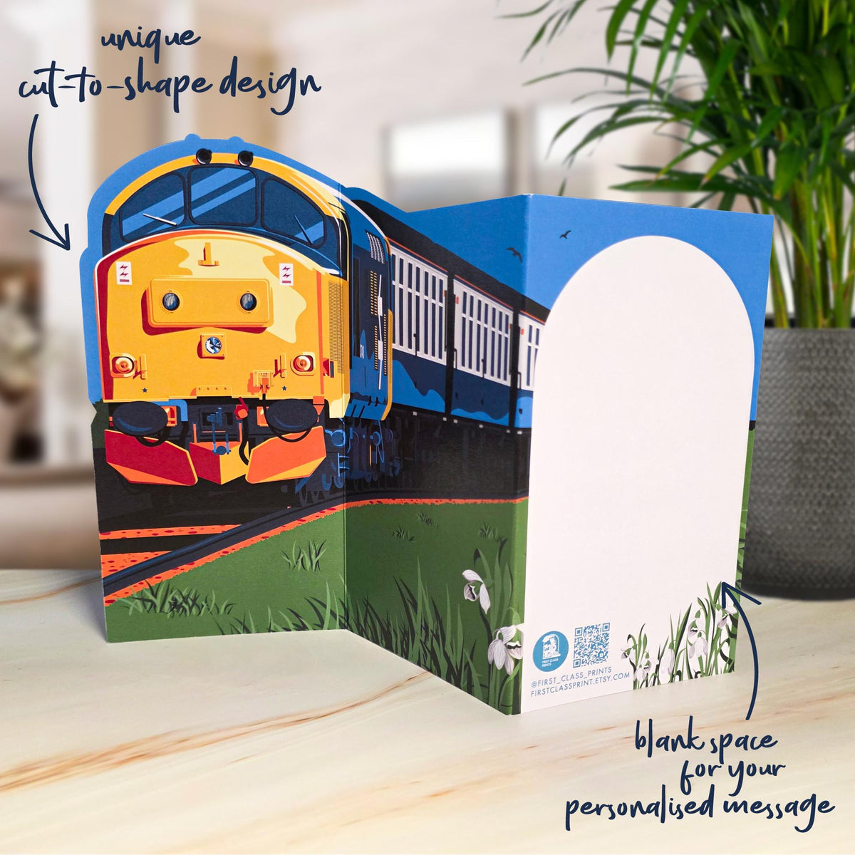 Class 37 Train Greetings Card | Cut-to-Shape Locomotive